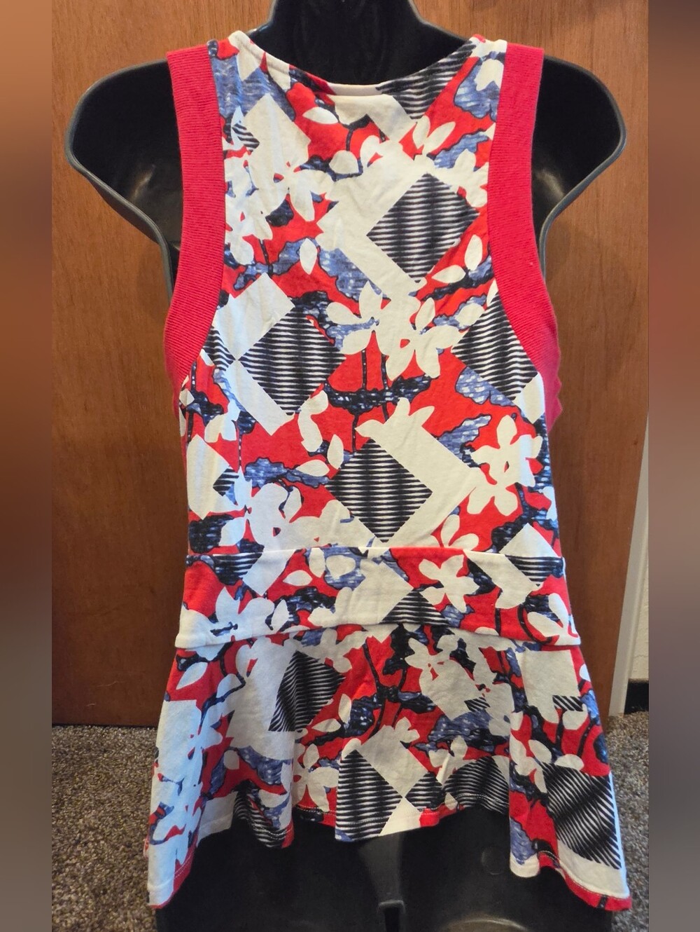 Peter Pilotto for Target Red, White & Blue Abstract Sleeveless Blouse SzL - Picture 6 of 7